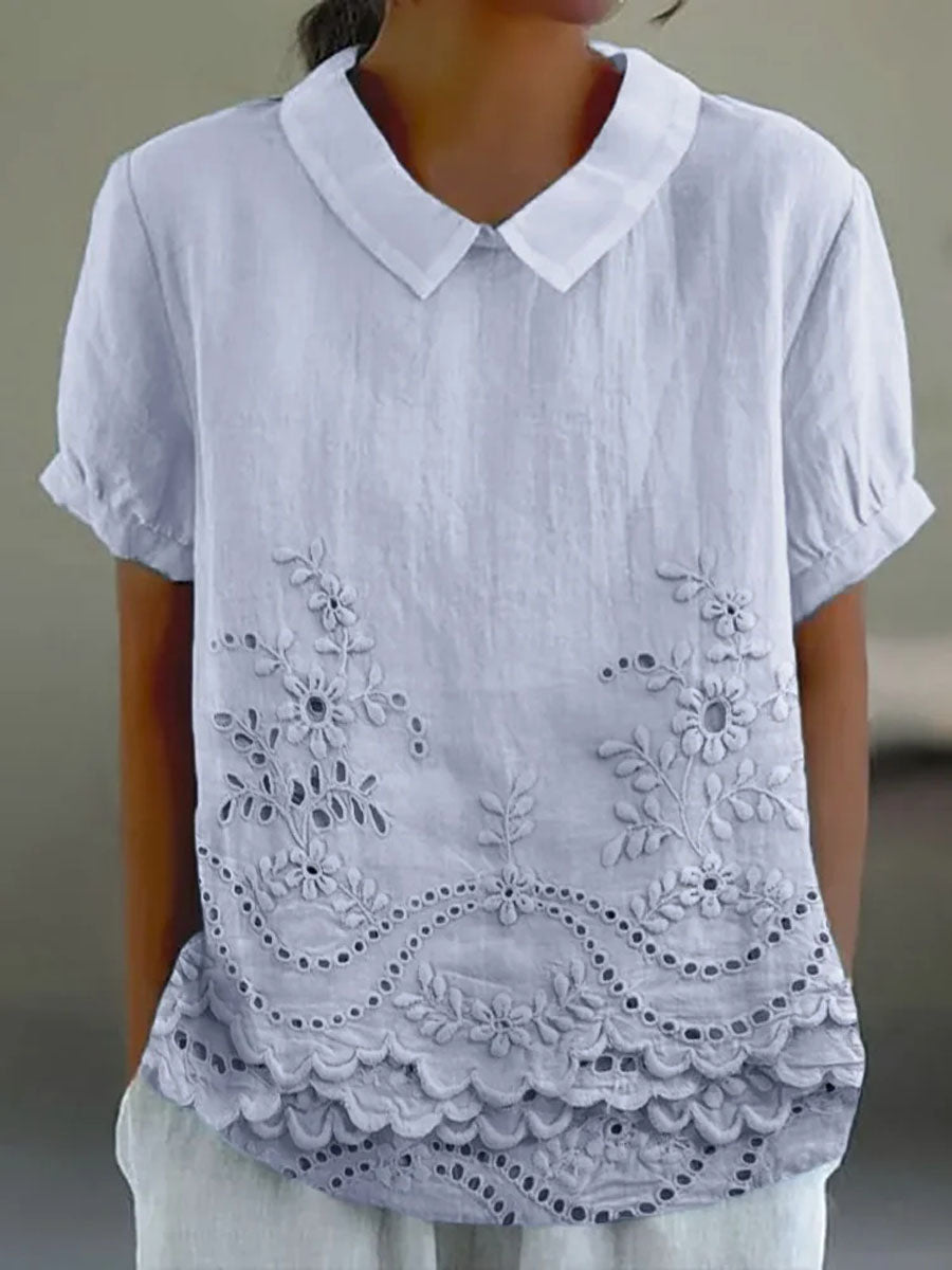 Lily | Geborduurd bloemen blouse