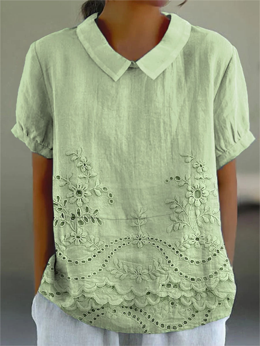 Lily | Geborduurd bloemen blouse