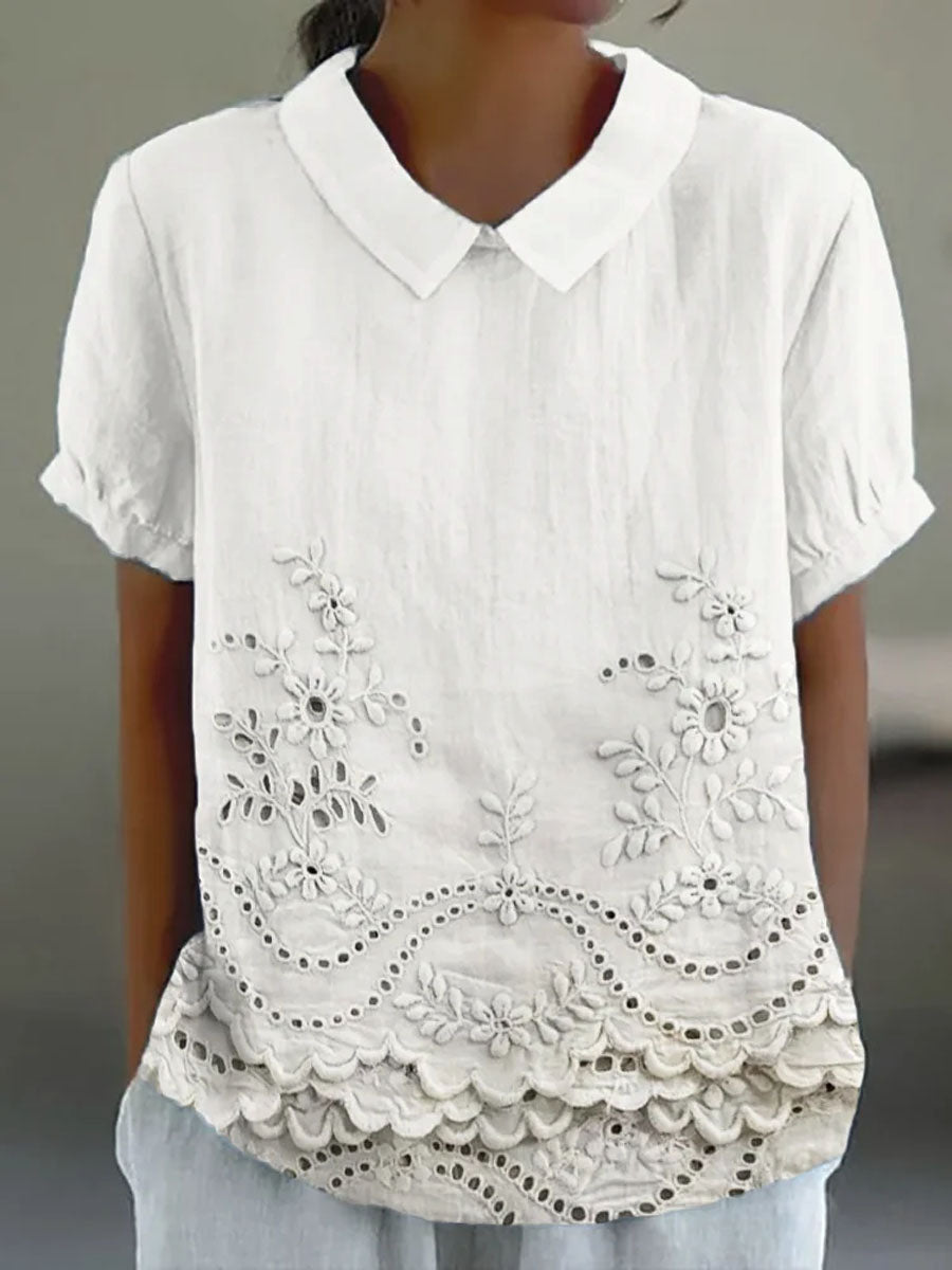 Lily | Geborduurd bloemen blouse