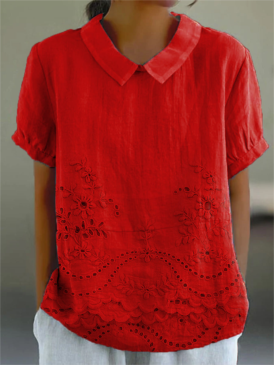 Lily | Geborduurd bloemen blouse