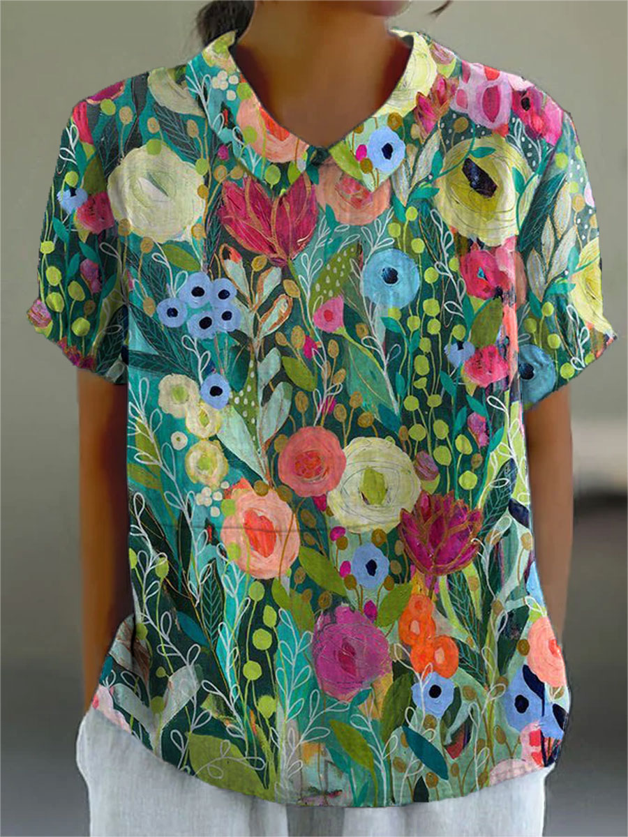 Lavinia | Aquarel bloemen blouse