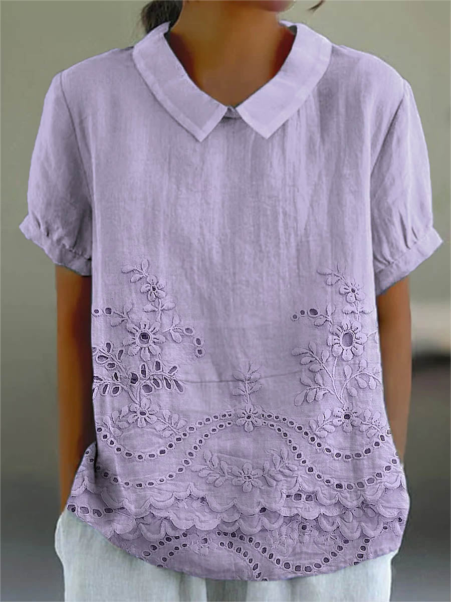 Lily | Geborduurd bloemen blouse