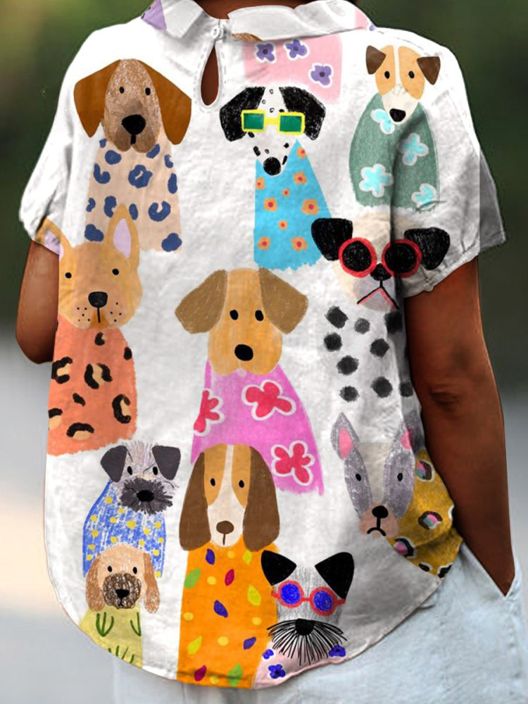 Camilla | Blouse met hondenprint