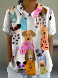 Camilla | Blouse met hondenprint