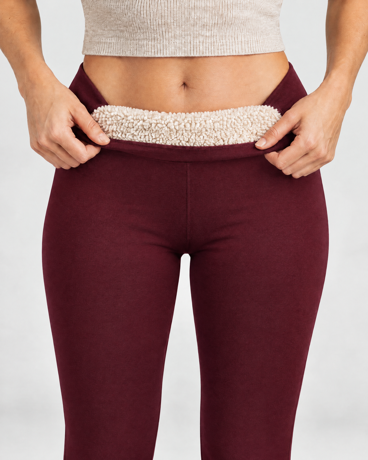 Matilde gevoerde legging in bordeaux met teddyvoering