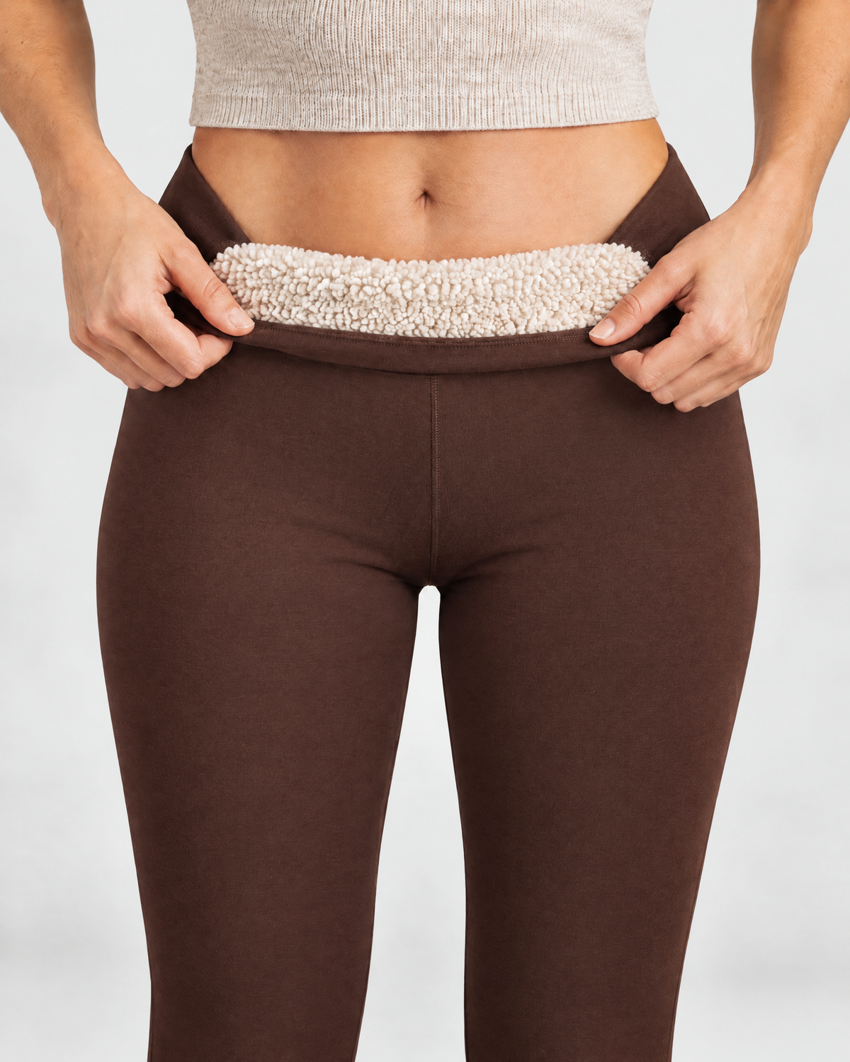 Matilde gevoerde legging in koffie met teddyvoering