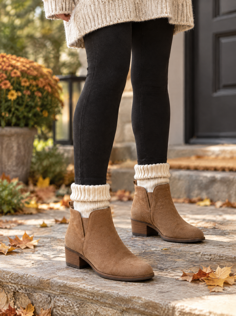 Met legging en laarsjes