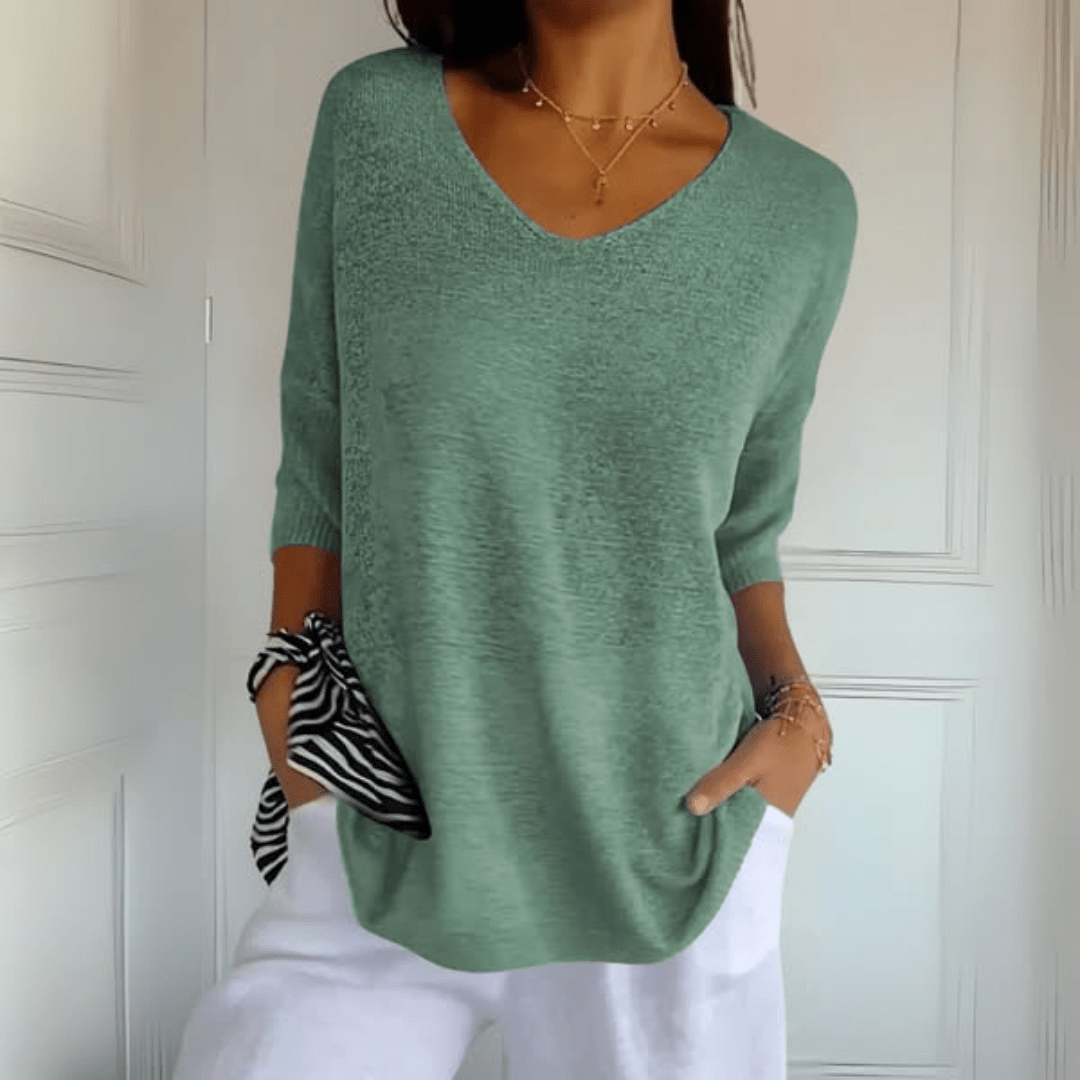 Barbara V-hals top | Zacht, elegant, altijd goed