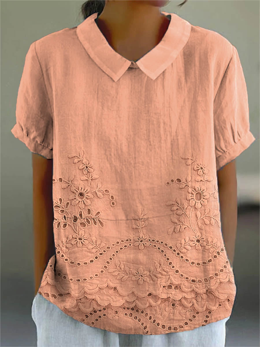 Lily | Geborduurd bloemen blouse